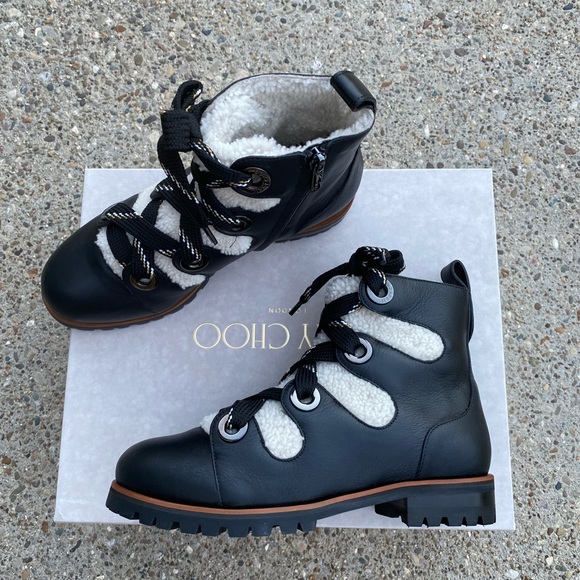 Jimmy Choo Bei Flat Boots leather /shearling size 38.5 - Picture 6 of 12